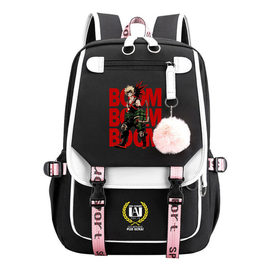 My Heroes Academy Usb Student Backpack, Casual Woven Strap Flip Back Backpack