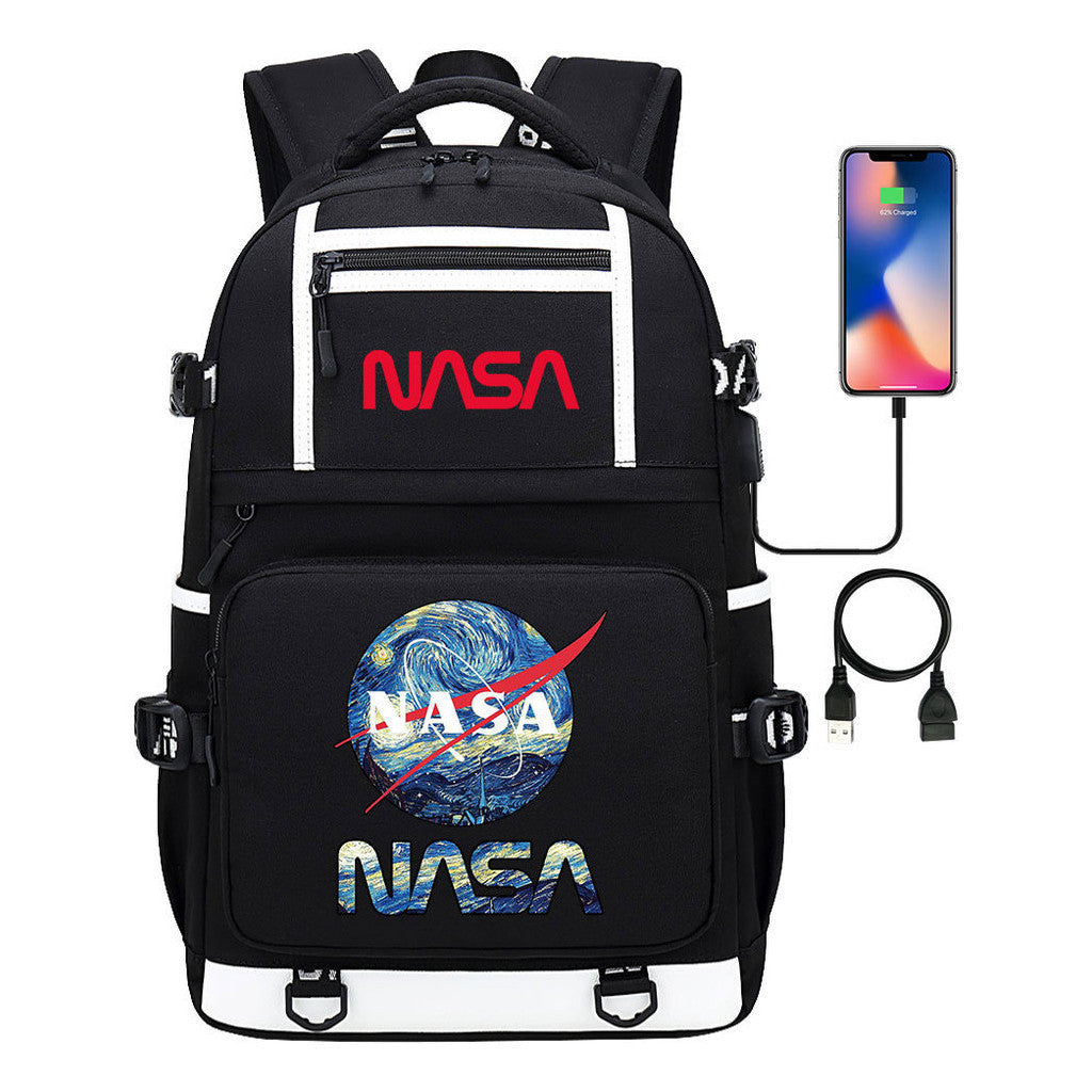 Printed Usb Youth School Bag Backpack Leisure Travel Backpack