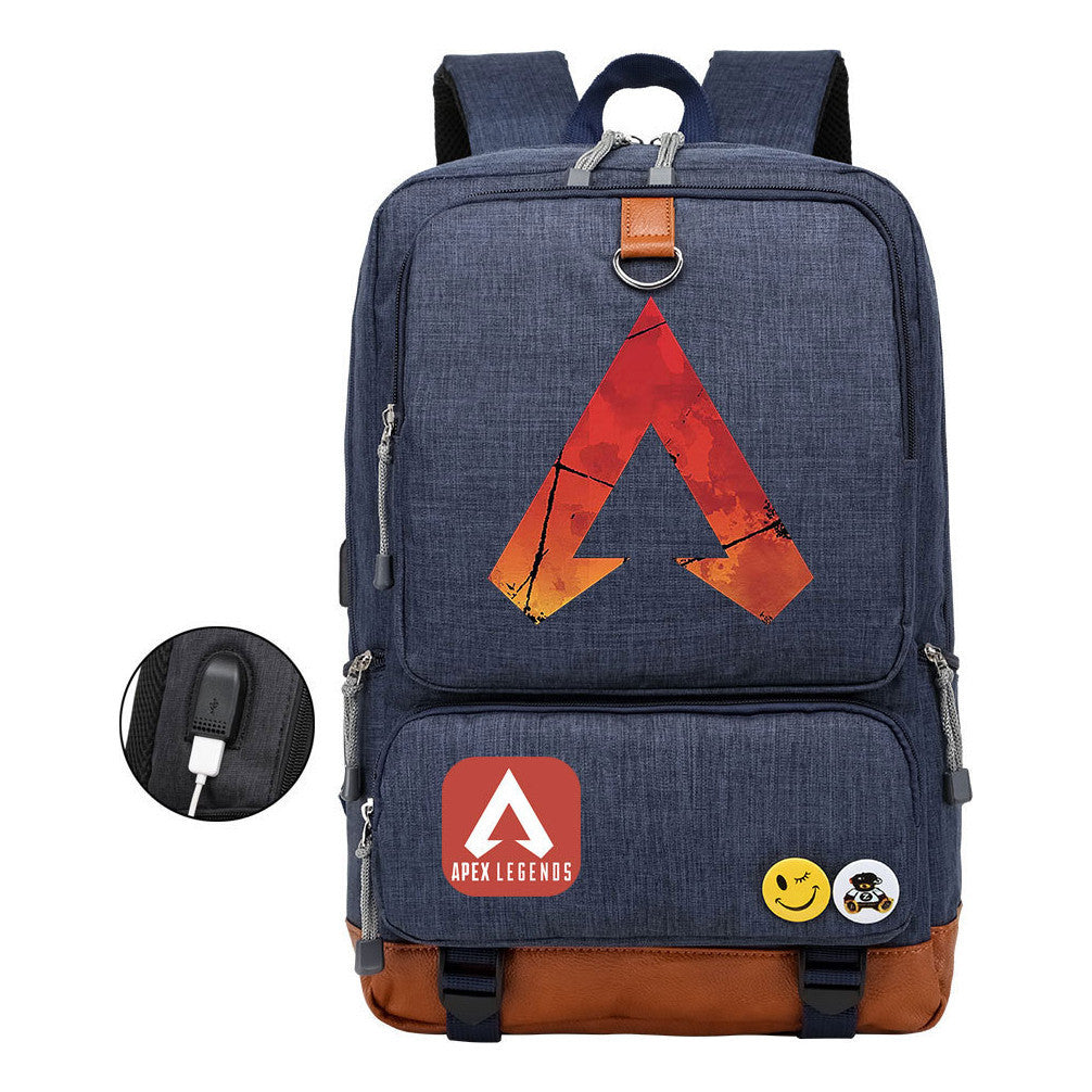 Apex Hero Print Usb Youth School Bag Leisure Travel Backpack