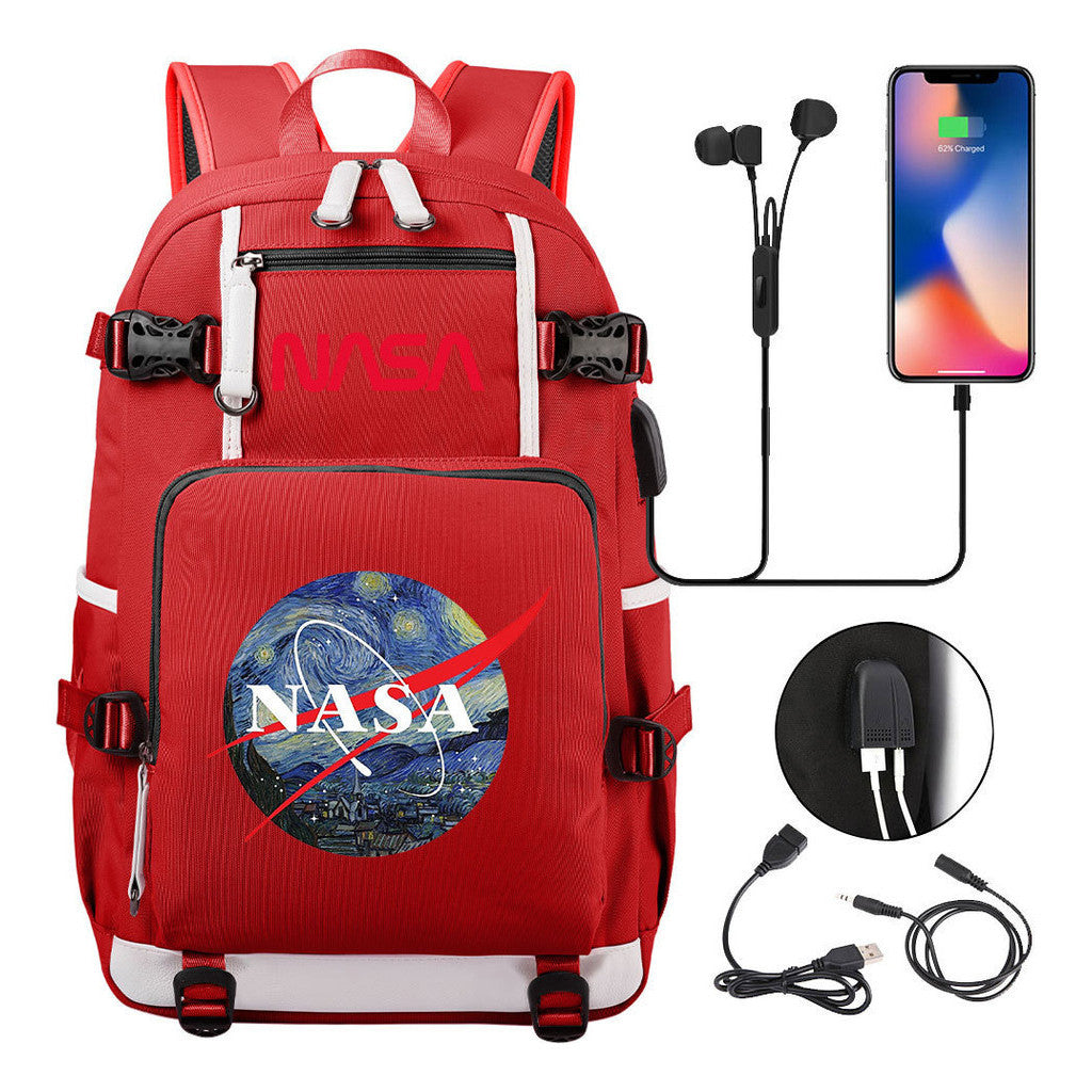 Nasa Fashion Printed Student Backpack With Large Capacity Leisure Travel Backpack