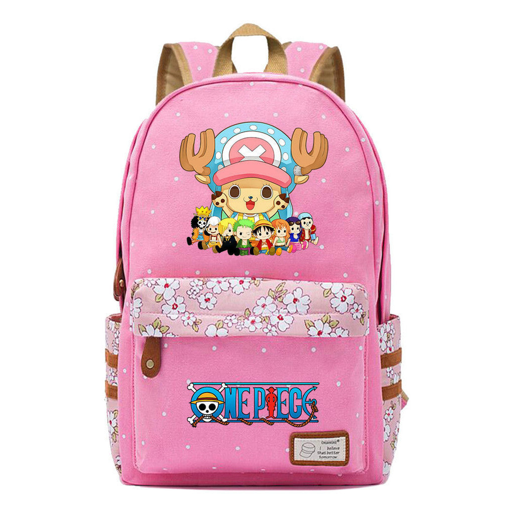Anime Pirate King Lufei Printed Student School Bag Fragmented Flower Leisure Backpack