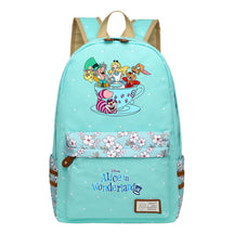 Anime Cartoon Cheshire Cat Print Youth Student Backpack With Floral Casual Backpack