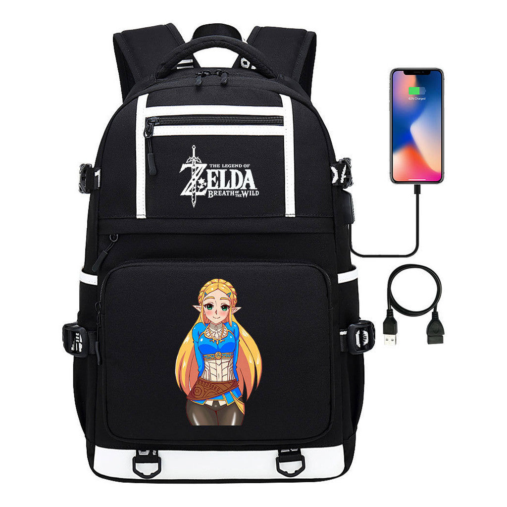 Legend Of Zelda Printed Usb Youth Student Backpack Men's And Women's Backpack Leisure Travel Bag
