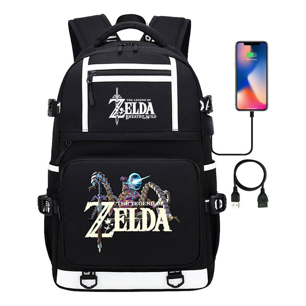 Legend Of Zelda Printed Usb Youth Student Backpack Men's And Women's Backpack Leisure Travel Bag