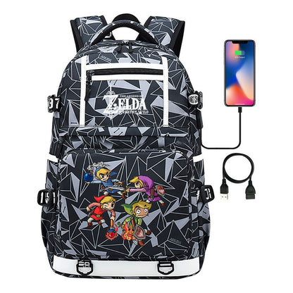 Legend Of Zelda Printed Usb Youth School Bag Backpack Leisure Travel Bag