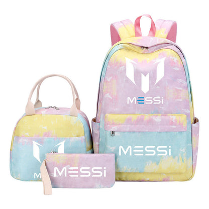 Sports Football Stars, Teenagers, Students, Girls, Backpacks, Lunch Bags, 3-piece Backpack Set