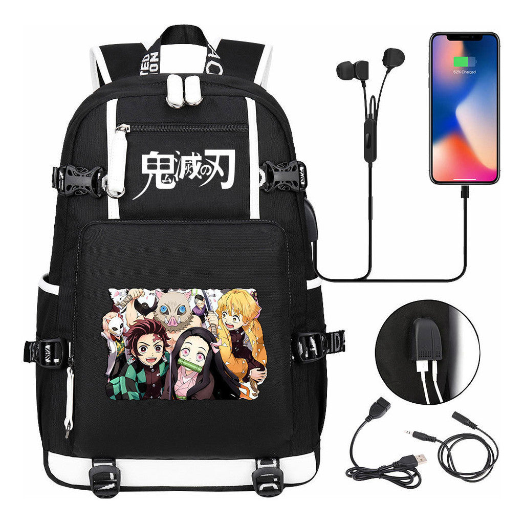 Printed Usb Large Capacity Student Backpack For Leisure Travel Backpack
