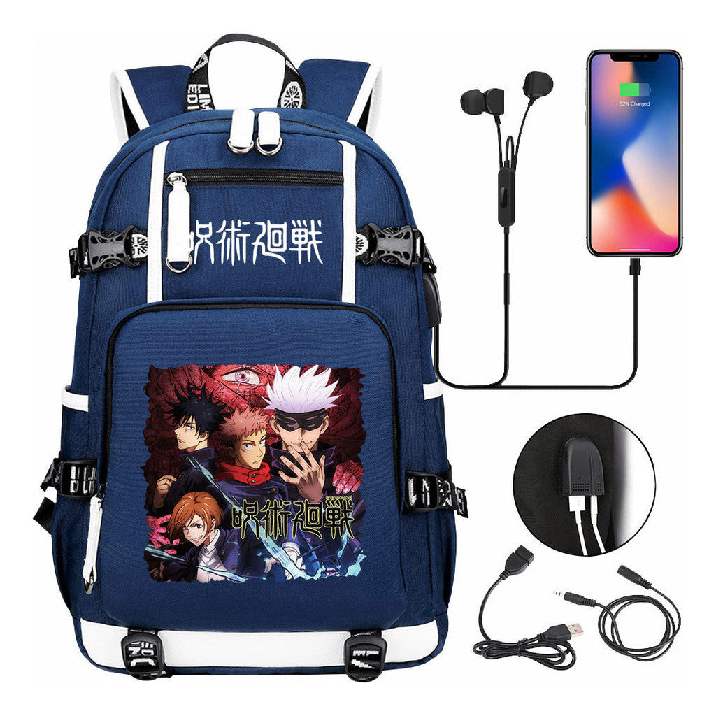 Printed Usb Youth Student Backpack Men And Women's Leisure Large Capacity Travel Backpack