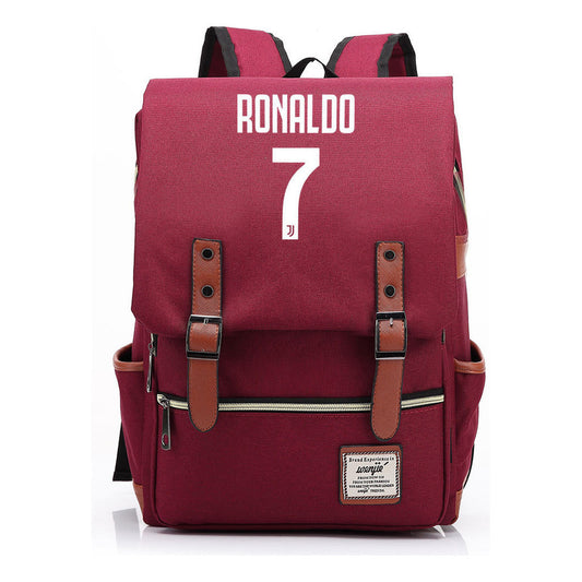 Football Star Cristiano Ronaldo Printed Student Backpack For Men And Women's Casual Classic Backpack