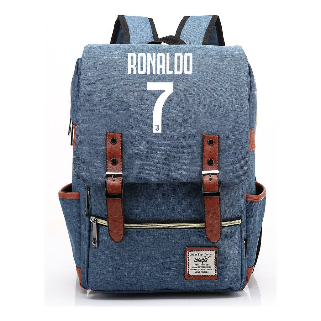 Football Star Cristiano Ronaldo Printed Student Backpack For Men And Women's Casual Classic Backpack
