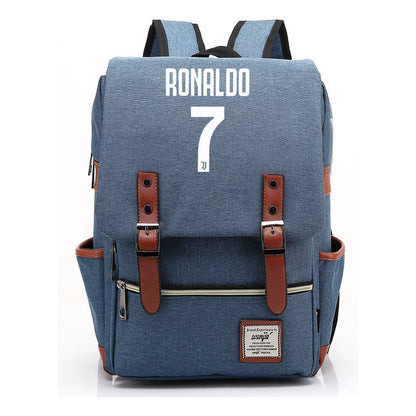 Football Star Cristiano Ronaldo Printed Student Backpack For Men And Women's Casual Classic Backpack