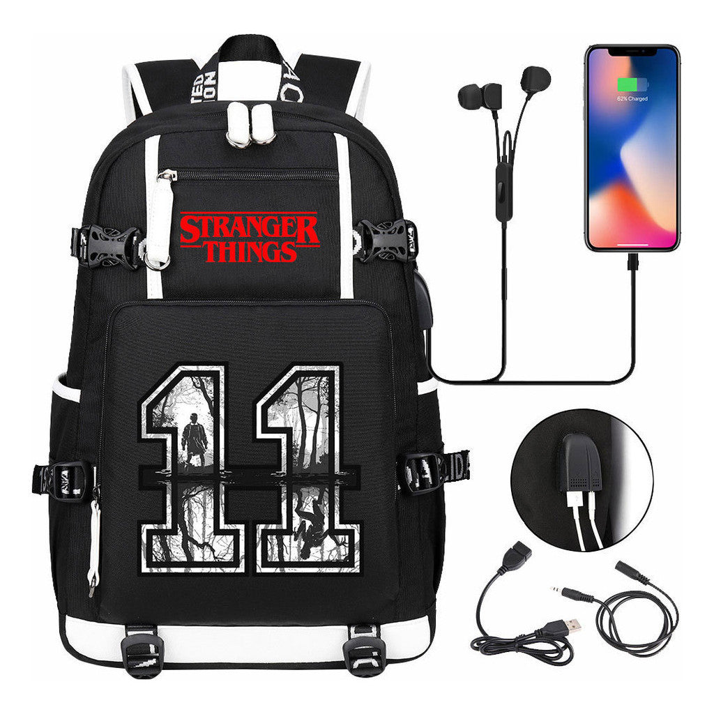 Strange Story Printed Usb Youth Student Backpack For Men And Women's Leisure Travel Backpack
