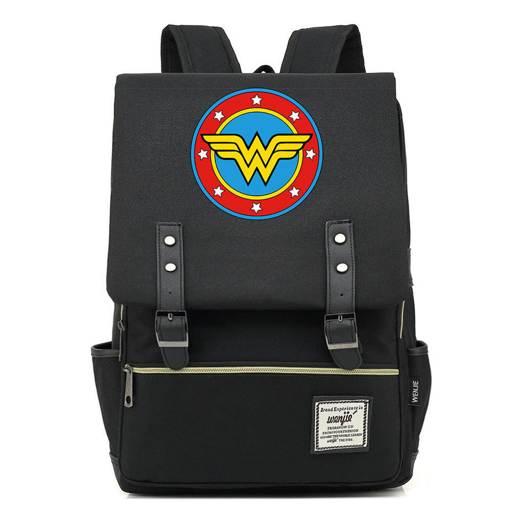Anime Wonder Woman Printed Youth Student School Bag Men's And Women's Leisure Belt Buckle Backpack