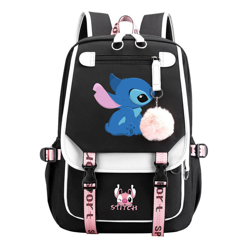 Interstellar Baby Stitch Usb Student Backpack For Boys And Girls, Casual Woven Strap Flip Back Backpack