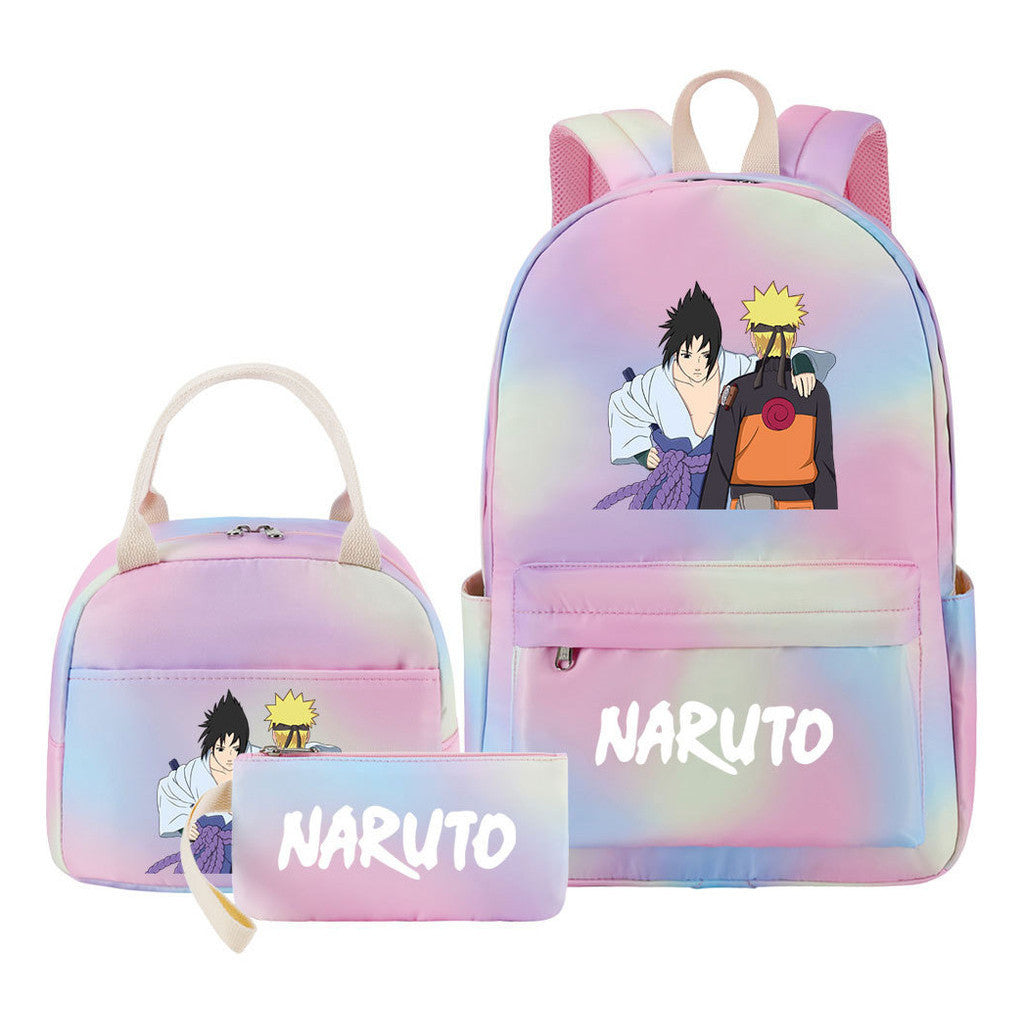 Naruto Student Girl Backpack Lunch Bag Three Piece Set Backpack Set