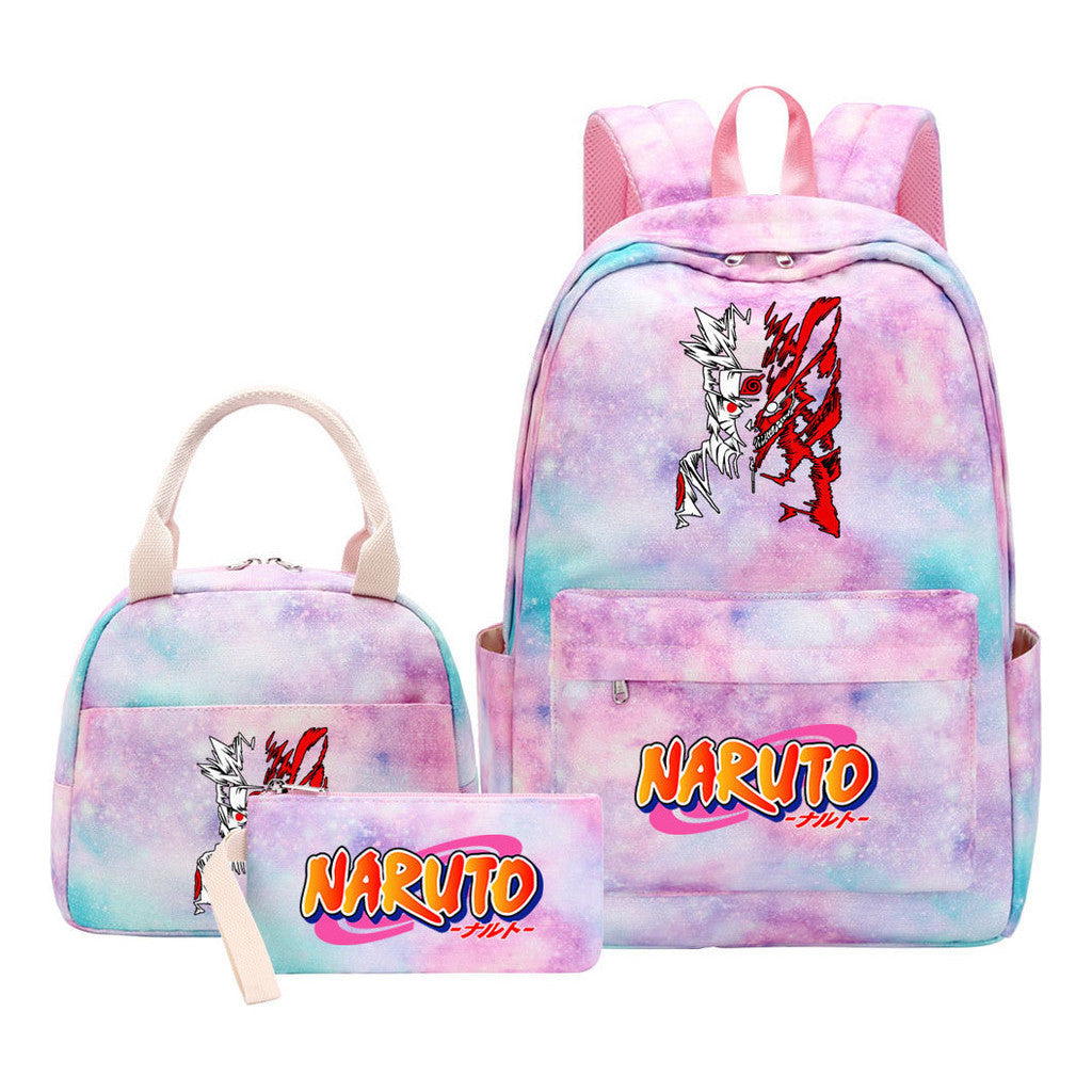 Naruto Student Girl Backpack Lunch Bag Three Piece Set Backpack Set