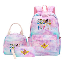 Anime Beauty Girl Warrior Student Girls School Bag Lunch Bag Three Piece Set Backpack Set