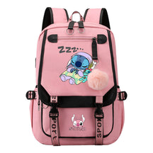 Interstellar Baby Stitch Usb Backpack For Men And Women, Casual Woven Strap Flip Back Backpack