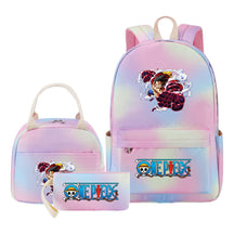 Cartoon Pirate King  Student Girl Backpack Lunch Bag Three Piece Set Backpack
