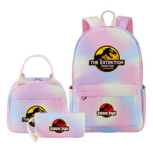 Jurassic Park Dinosaur Student Girls School Bag Lunch Bag Three Piece Set Backpack Set