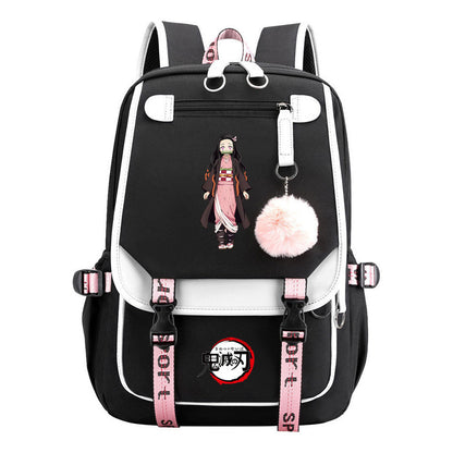 Cartoon Fashion Usb Student Backpack With Casual Woven Strap Flip Back Backpack