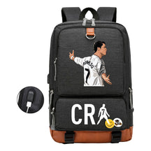 Football Star Cristiano Ronaldo Printed Usb Youth Student Backpack For Leisure Travel Backpack