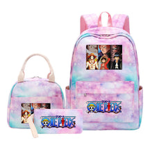 Cartoon Manga Pirate Wang Qing Student Girls School Bag Lunch Bag Three Piece Set Backpack Set