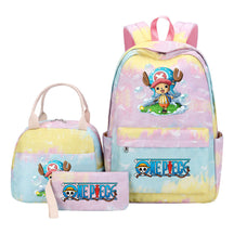 Cartoon Pirate King Youth Student Girls School Bag Lunch Bag Three Piece Set Backpack Set
