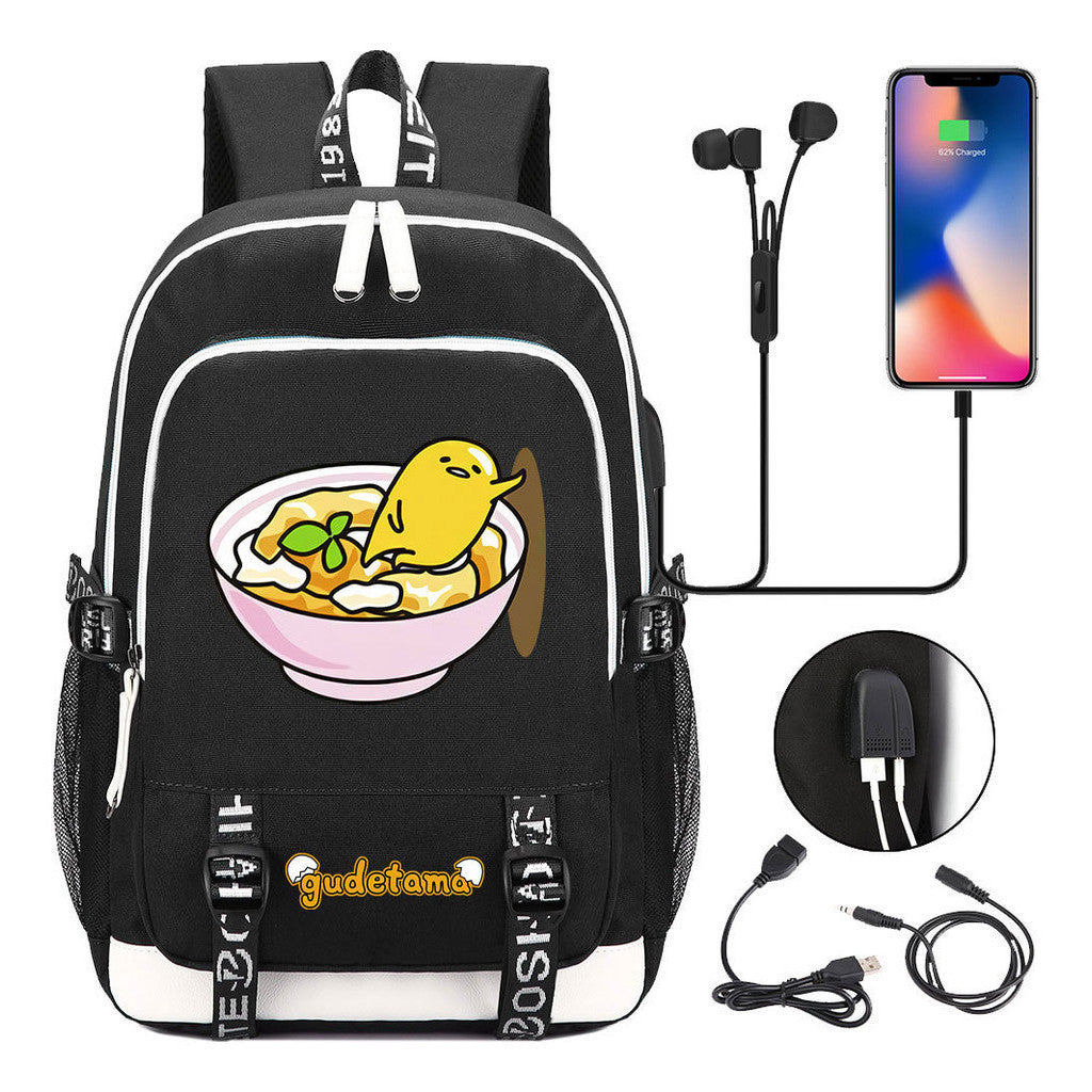 Comic Egg Yolk Lazy Egg Teenage Student Backpack Usb Boys And Girls Casual Backpack