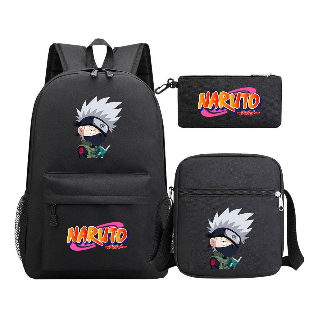 Anime Naruto Starry Sky Student School Bag Three Piece Set For Men And Women Backpack Set
