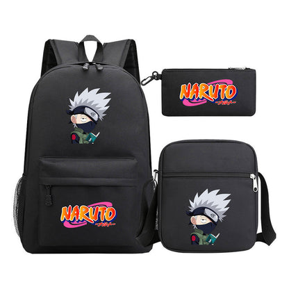 Anime Naruto Starry Sky Student School Bag Three Piece Set For Men And Women Backpack Set
