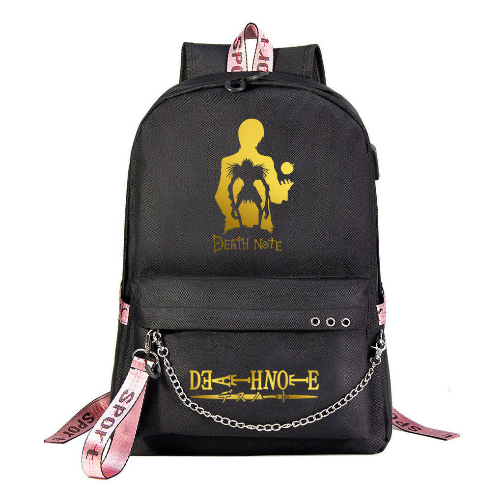 Golden Death Note Death God Usb Youth Student School Bag Leisure Travel Backpack