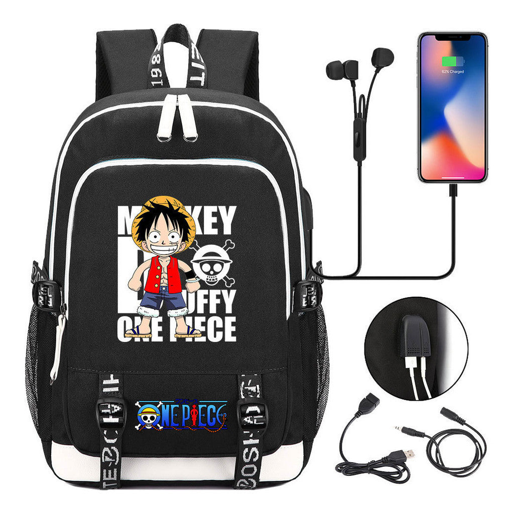 Pirate King Lufei Youth Student School Bag Usb Men's And Women's Leisure Backpack