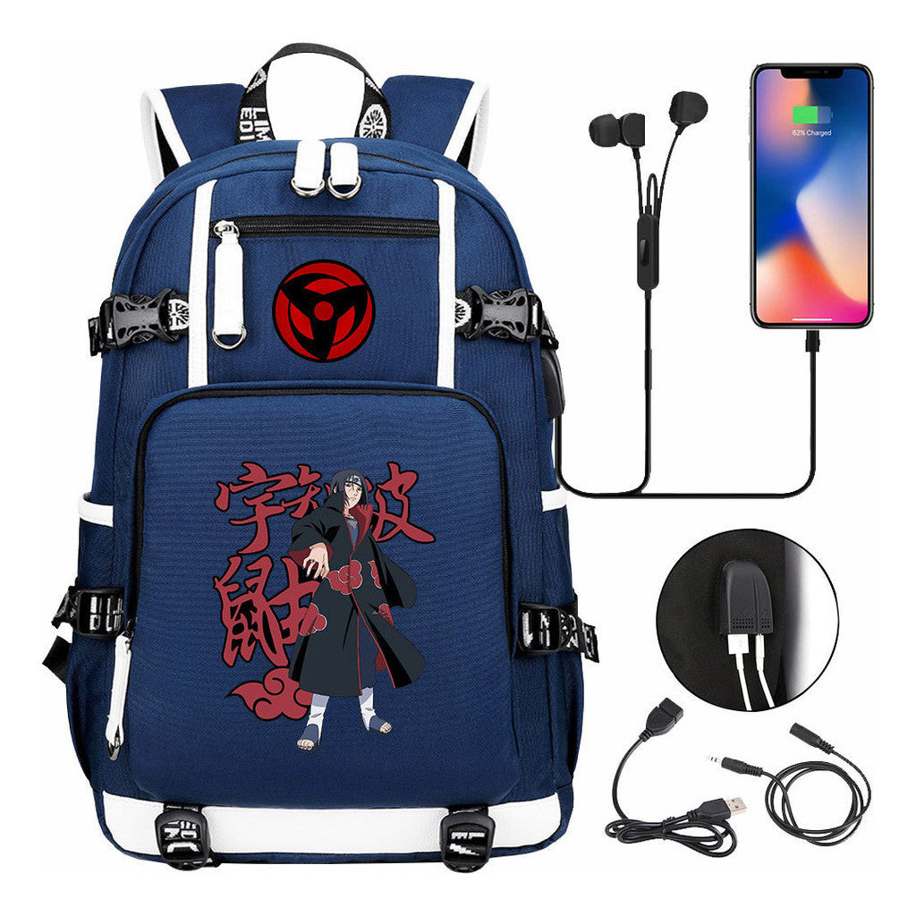 Naruto Usb Youth Student Backpack For Men And Women Leisure Travel Backpack