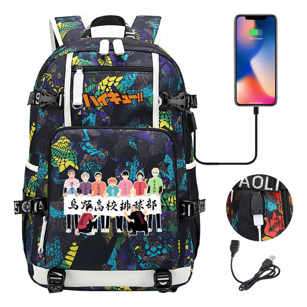 Volleyball Youth Usb Large Capacity Youth Student School Bag Men's And Women's Leisure Travel Backpack