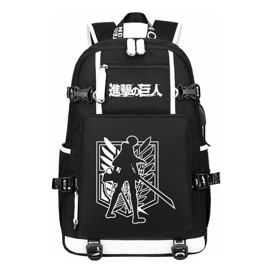 The Giant Of Manga Attack Usb Youth Student Backpack For Men And Women's Leisure Travel Backpack