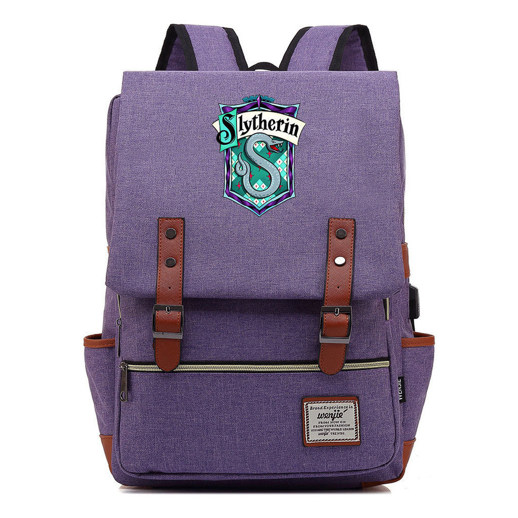 School Of Witchcraft And Wizardry Student Backpack Usb Men's And Women's Leisure Belt Buckle Backpack