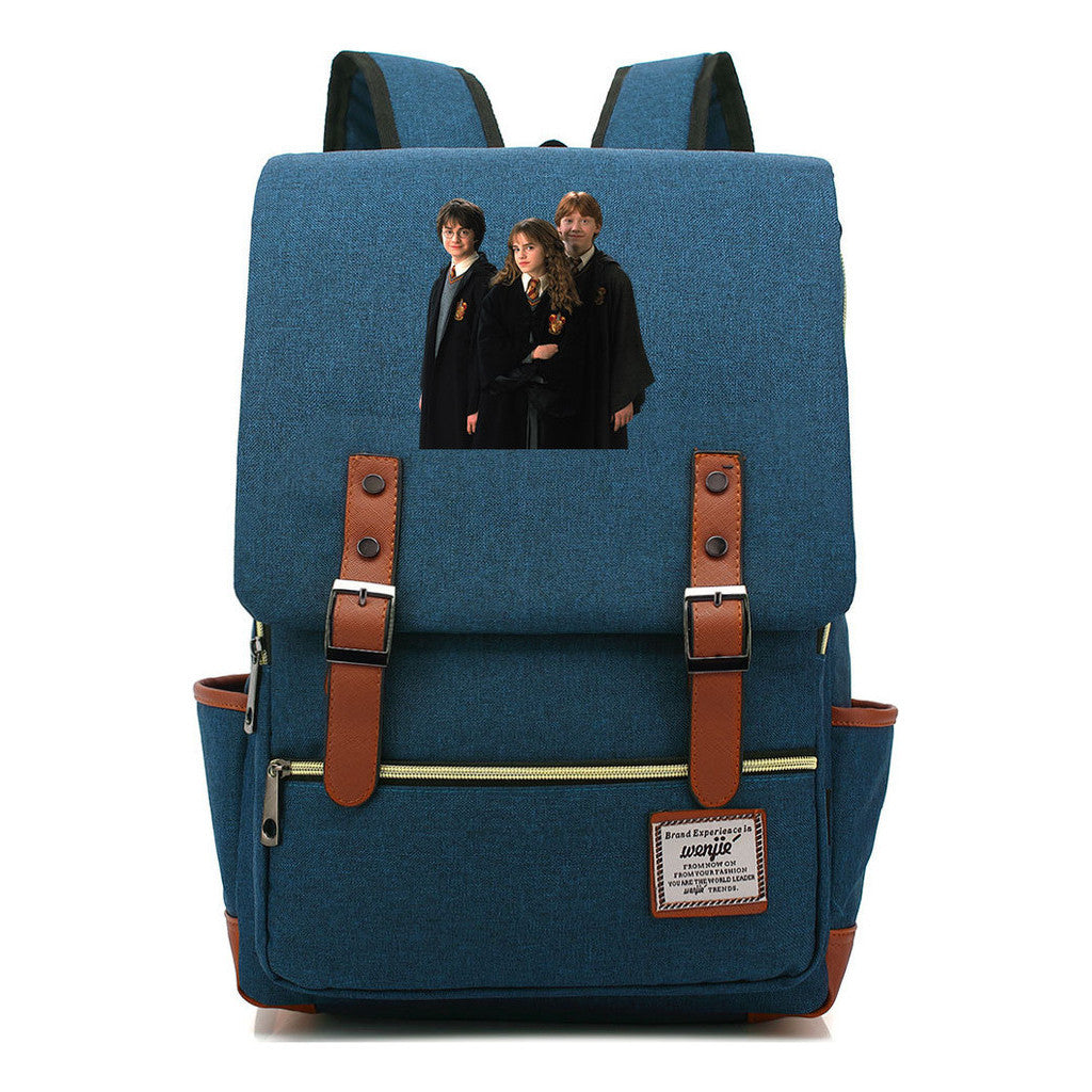 Academy Of Magic Print Teen Student School Bag For Men And Women Casual Belt Buckle Classic Backpack
