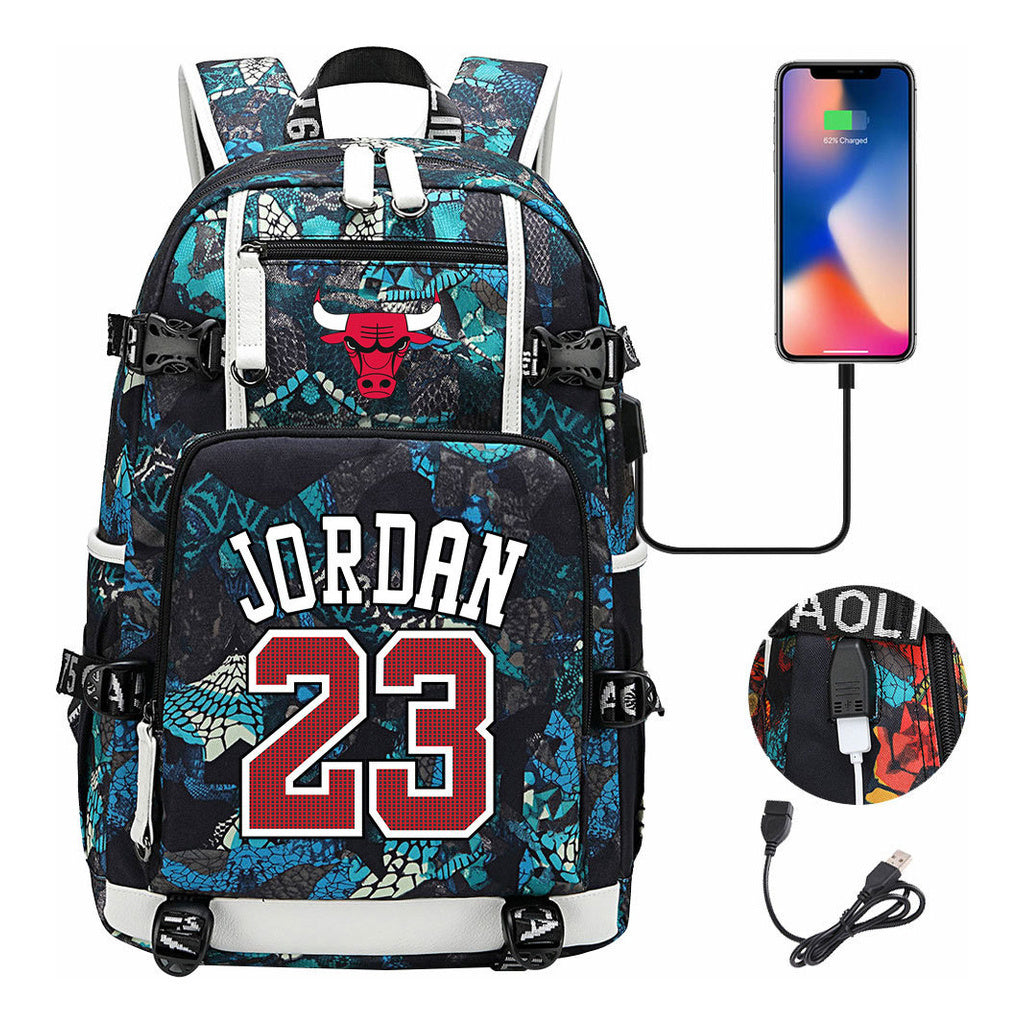 Sports Basketball Star Printed Usb Youth Student Backpack For Men And Women's Leisure Travel Backpack