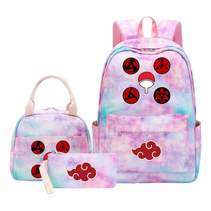 Naruto Teenage Girls School Bag Lunch Bag Three Piece Backpack Set