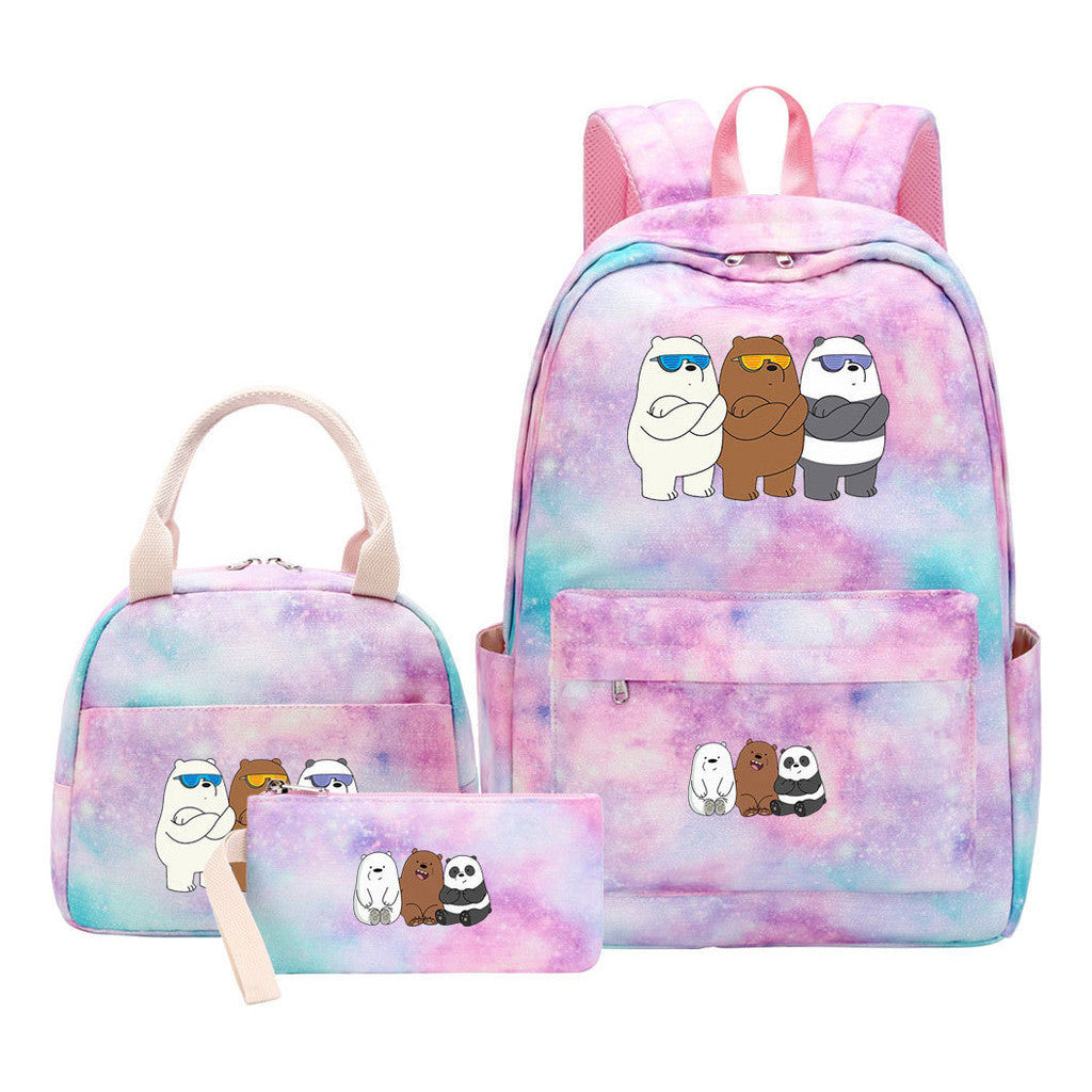 Cartoon Cute Three Cheap Bear Student Backpack Lunch Bag Three Piece Set Backpack Set