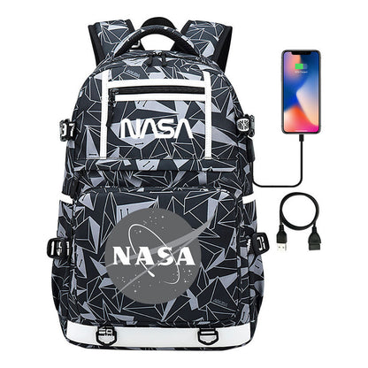 Fashionable Space Printed Usb Student Backpack Backpack Leisure Travel Backpack