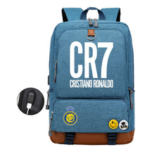 Football Star Cristiano Ronaldo Printed Usb Student Backpack Leisure Travel Backpack