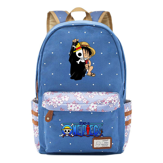 Anime Pirate Wang Lufei Printed Book Bag Fragmented Flower Leisure Backpack