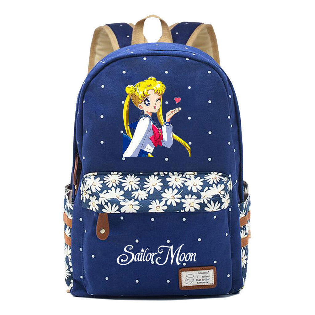 Anime Beauty Girl Warrior Youth School Bag Fragmented Flower Leisure Backpack