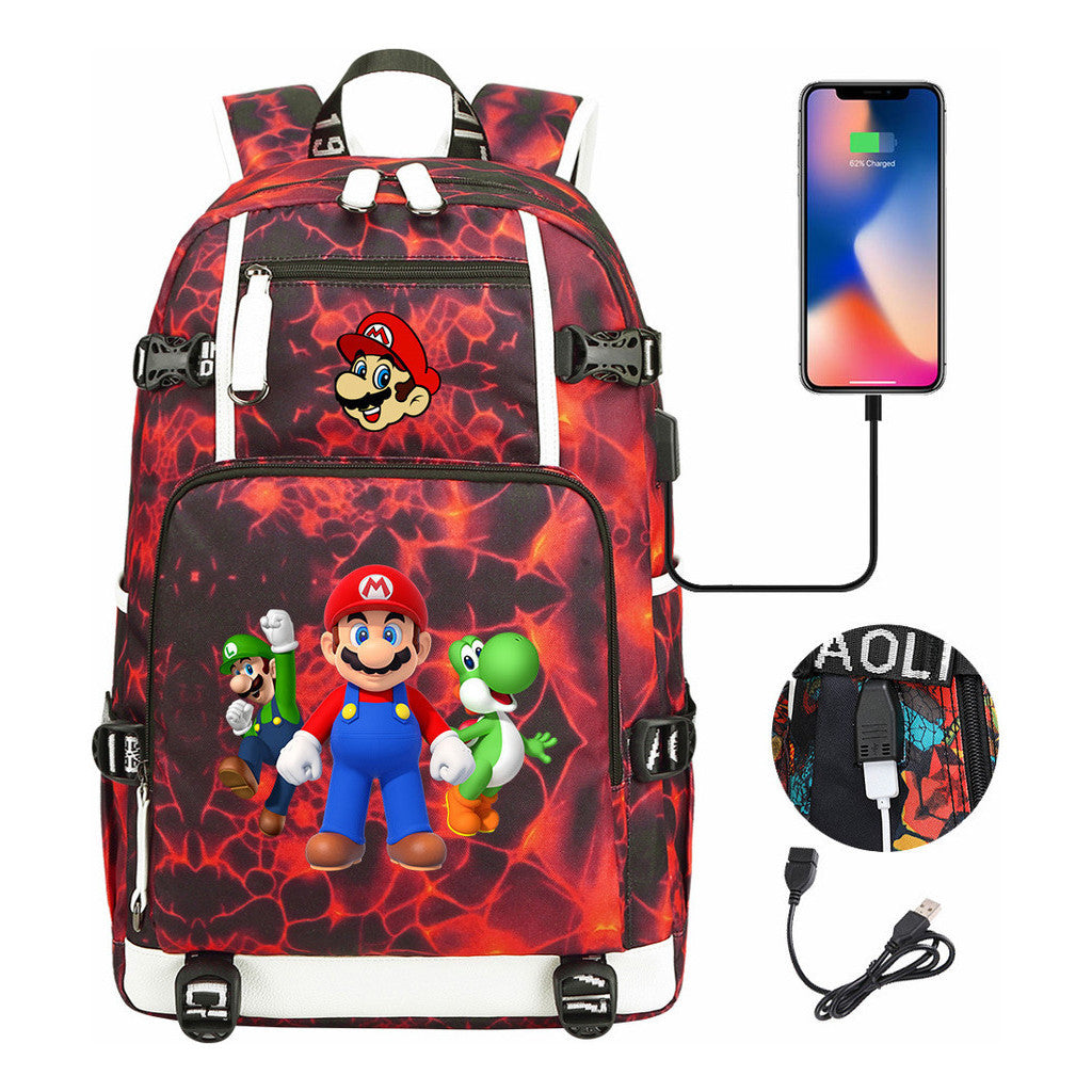 Super Mario Printed Teenage Student Backpack With Large Capacity For Men And Women's Leisure Travel Backpack