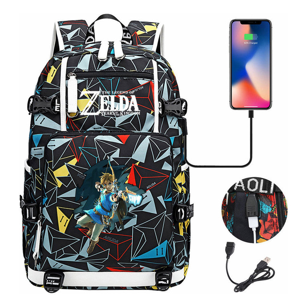 Legend Of Zelda Printed Youth Student Backpack For Men And Women With Large Capacity Leisure Travel Backpack