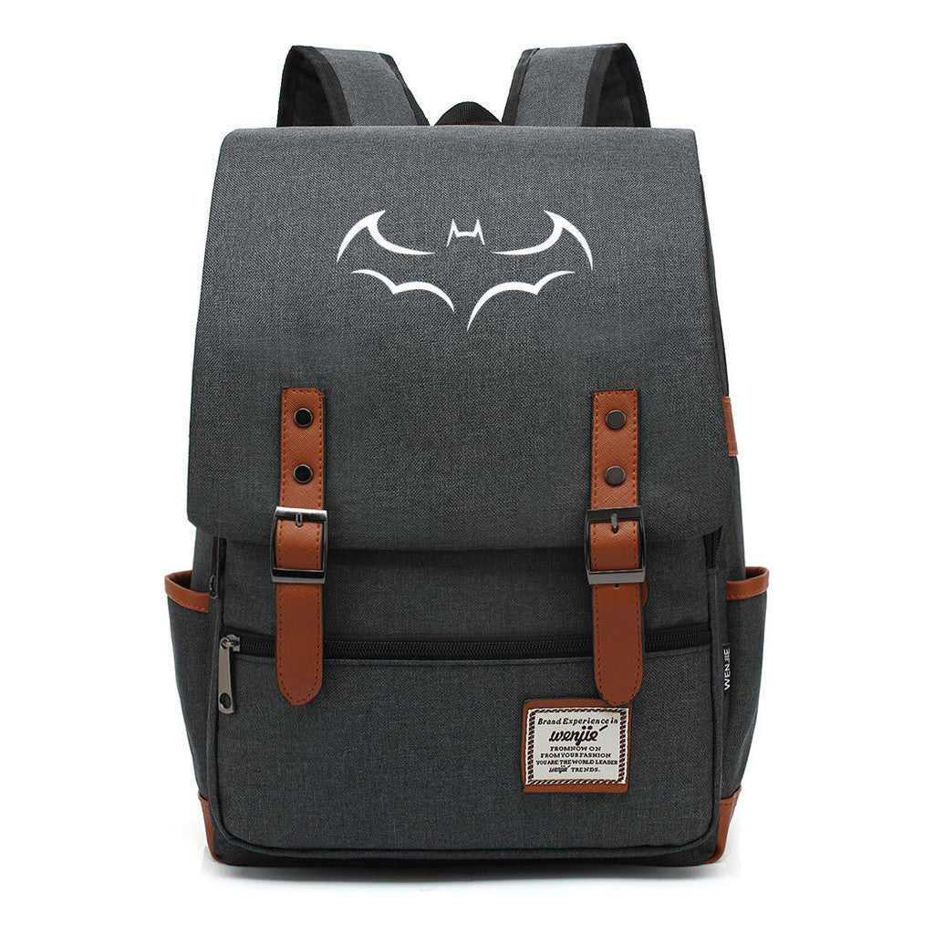 Superhero Batman Print Youth Student Backpack Casual Belt Buckle Classic Backpack