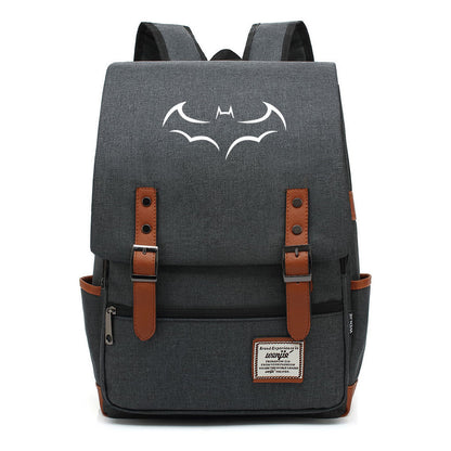 Superhero Batman Print Youth Student Backpack Casual Belt Buckle Classic Backpack