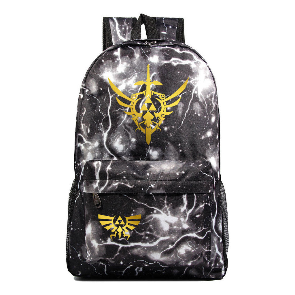 Golden Printed Youth Student Backpack Men And Women's Leisure Backpack